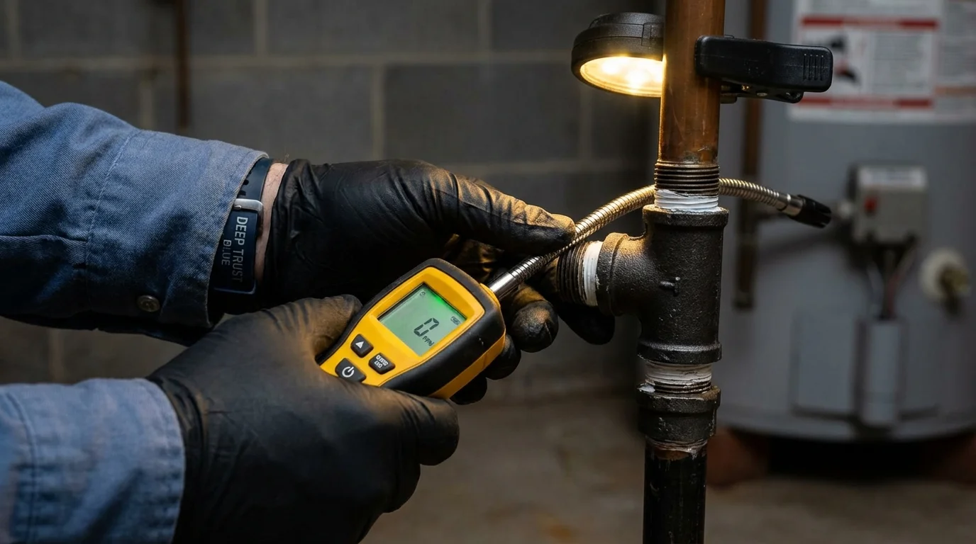Gas leak detection with electronic sniffer by Johns Plumbing LLC in Rockingham