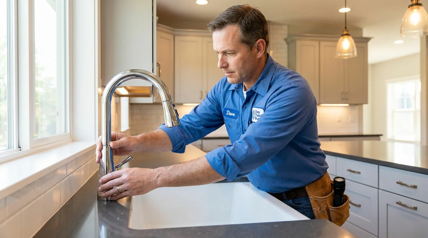 Kitchen faucet installation by Johns Plumbing LLC in Rockingham