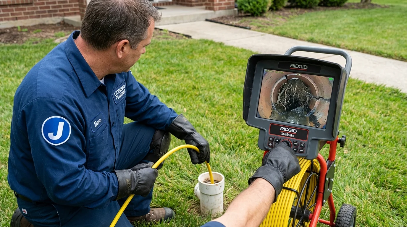 Sewer camera inspection being performed by Johns Plumbing LLC in Rockingham