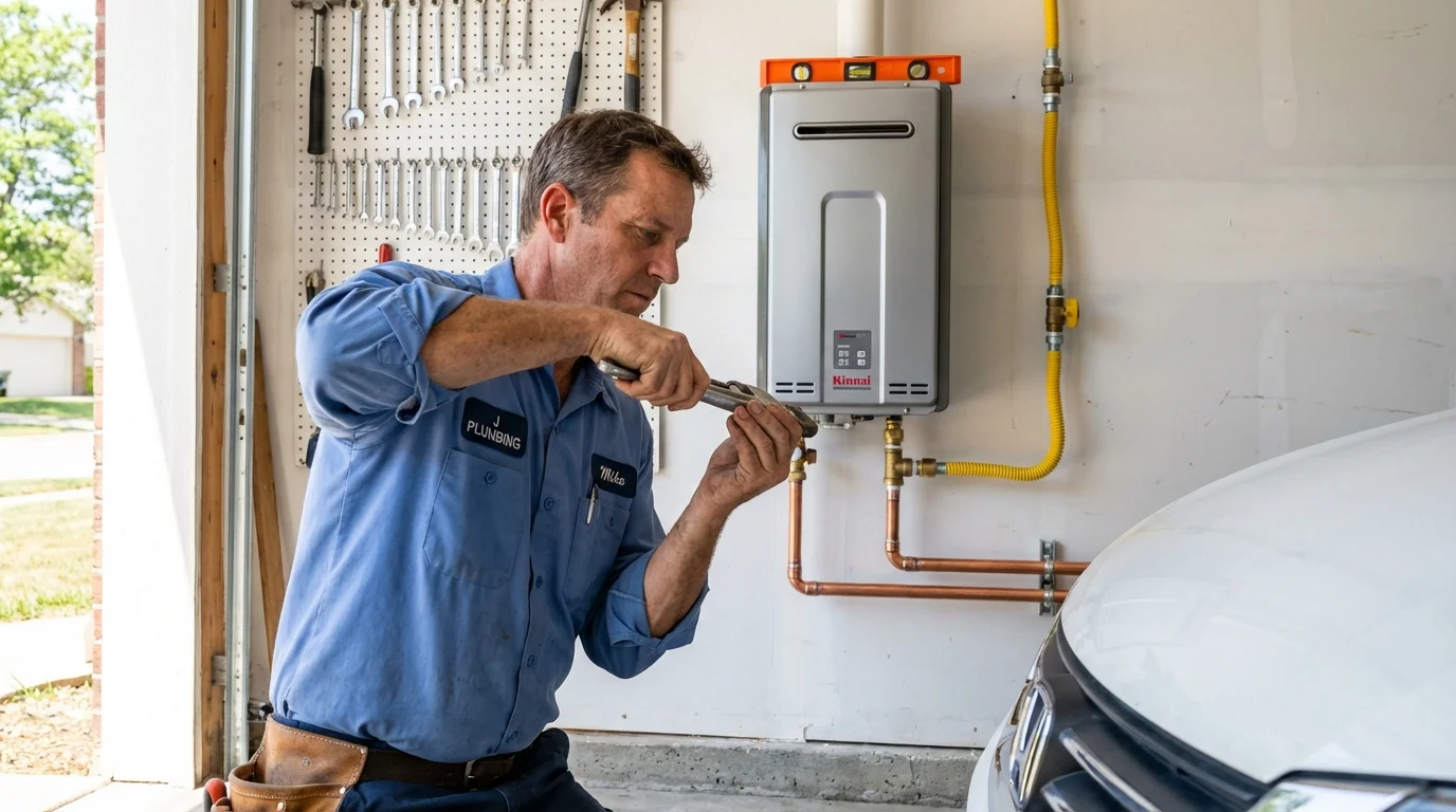 Tankless water heater installation by a Johns Plumbing LLC plumber in Rockingham